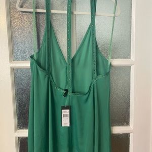 BCBG satin Green top